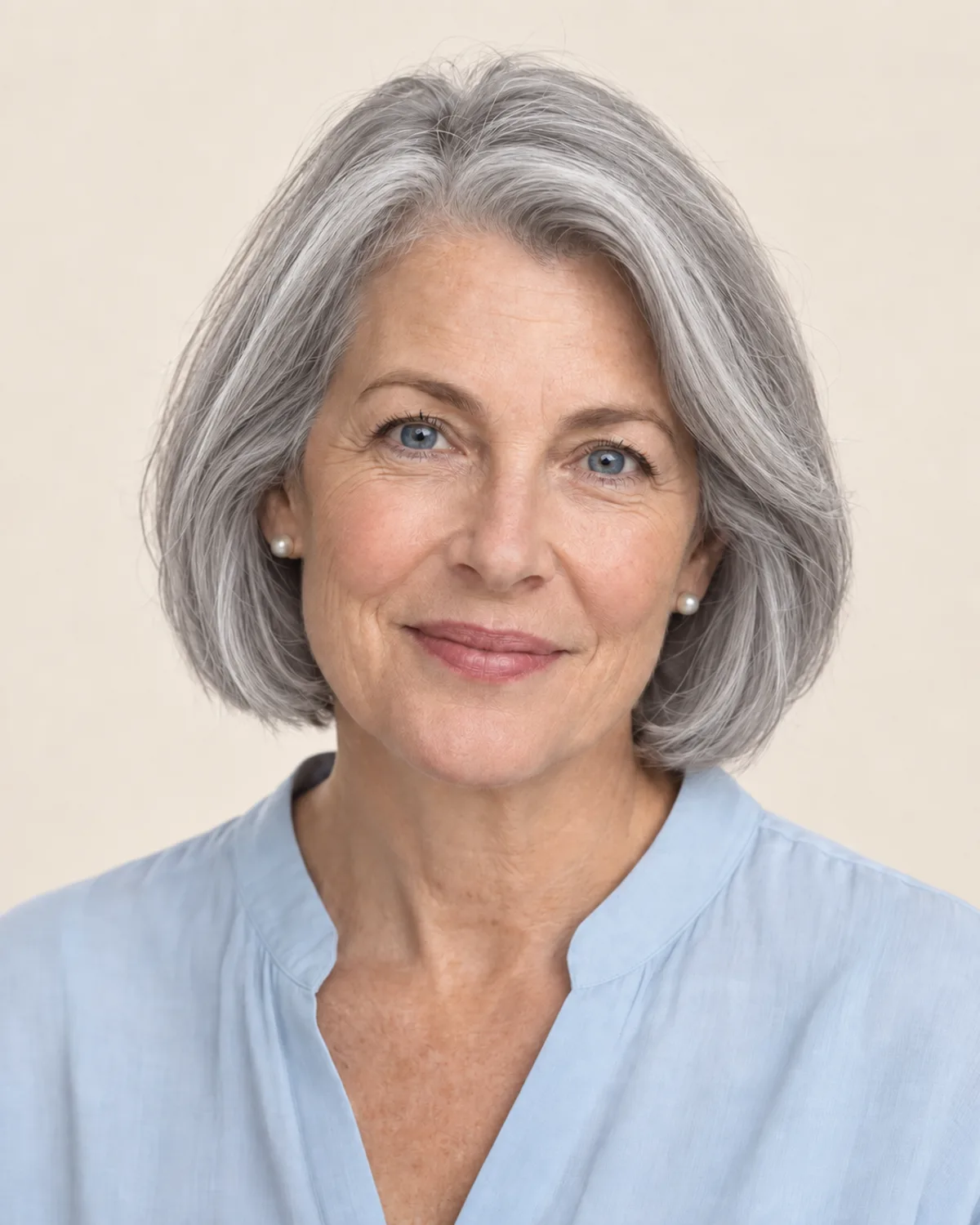 The same photo with Silver gray hair